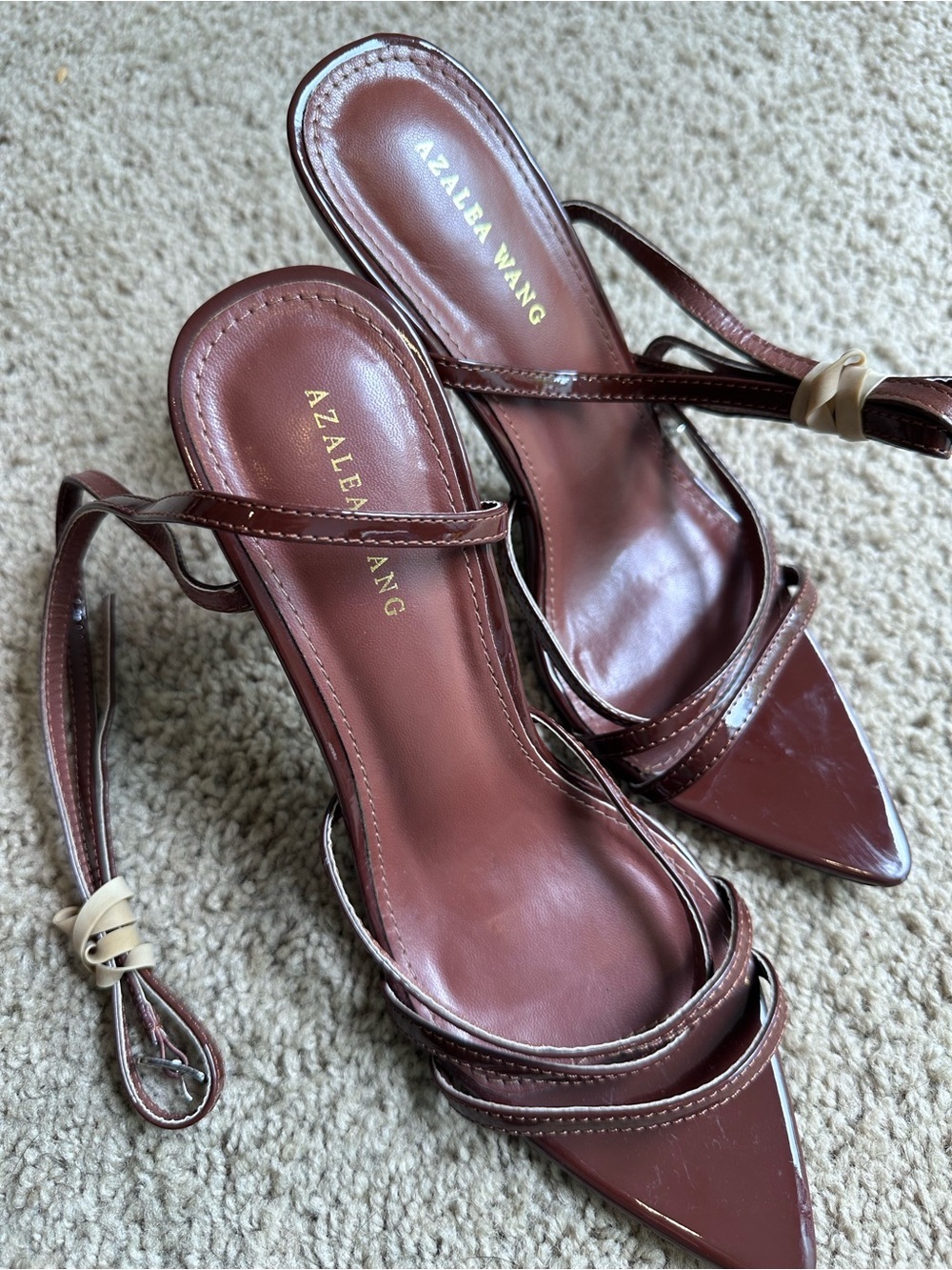 Azalea Wang Brown Strappy Crystal-Accent Stiletto Heels - Picture 4 of 4